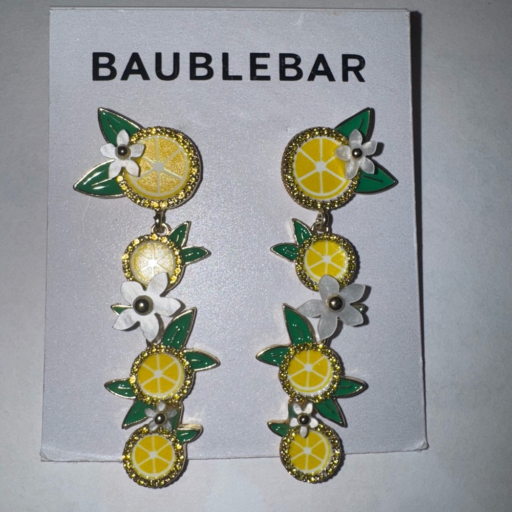 BaubleBar Yellow and Green Floral Earrings